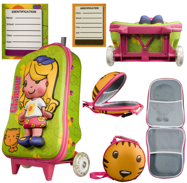 Kinder Reisekoffer mit Rucksack Girl Pink